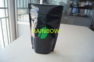 Bolsa de sellado caliente negra brillante del papel de aluminio, empaquetado Ziplock del grano de café