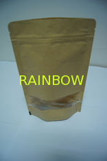 Bolsas de papel modificadas para requisitos particulares Kraft del lado del escudete del oro, empaquetado del grano de café del lazo de la lata