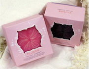 Cajas de papel de encargo elegantes rosadas/caja cuadrada de sellado caliente del regalo del logotipo con la ventana