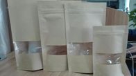 Brown Ziplock se levanta bolsos modificados para requisitos particulares bolsa del acondicionamiento de los alimentos de las bolsas de papel con la ventana clara