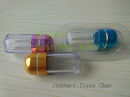 Frascos transparentes azules de la píldora/pequeños envases plásticos de la píldora de la prenda impermeable con el casquillo del metal