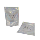 Holográfico personalizado de aluminio de papel transparente delantero de cremallera bolsas de Mylar a prueba de olor bolsas de plástico de embalaje resealable