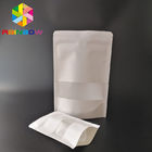 Bolso blanco del bocado de Doypack que empaqueta el material del papel de Kraft con la ventana/la cremallera claras