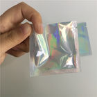 Bolsa auta-adhesivo de la hoja que empaqueta el bolso iridiscente olográfico de la etiqueta autoadhesiva metálica para el brillo/el reflejo comestibles