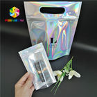 Color de empaquetado del bolso CMYK del holograma de Mylar del cosmético plástico de la cremallera con la ventana clara