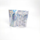 Bolso de empaquetado cosmético del holograma brillante del hockey shinny biodegradable con el frente transparente