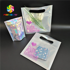 Hoja olográfica de los bolsos del plástico transparente de la impresión del fotograbado de la manija cosmética del top para la ropa/guante