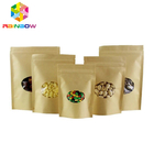 Las bolsas de papel impresas de encargo con el bolso Ziplock de Brown Kraft para el café/el té con la ventana colocan la bolsa para arriba de empaquetado