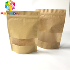Las bolsas de papel de Brown Kraft con el empaquetado de papel Ziplock con la ventana ven a través de bolsos de la categoría alimenticia