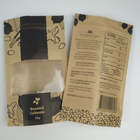 Recicle el soporte encima del sellado caliente de la cerradura de la cremallera de la categoría alimenticia de la bolsa imprimió la bolsa de papel de encargo biodegradable de Kraft de la comida con la ventana clara