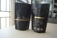 La bolsa negra mate de empaquetado de la hoja del grano de café que empaqueta, coloca la válvula para arriba de desgasificación