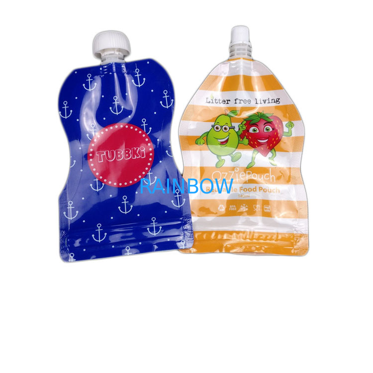Bolsa de empaquetado del canalón reutilizable colorido con la cerradura doble de la cremallera para los alimentos para niños