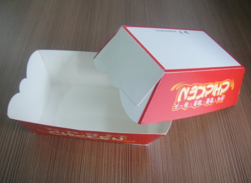 Caja de papel roja de los alimentos de preparación rápida para la comida en camino, logotipo del OEM impreso