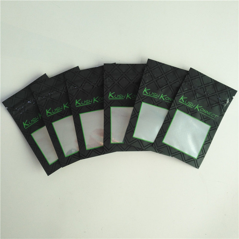 bolsa negra de impresión ULTRAVIOLETA de Kush Medical Cannabis Packaging Bag de los bolsos de las malas hierbas 1g con la ventana y la cremallera claras