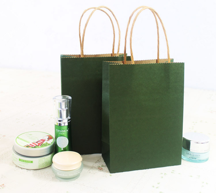 Papel de Kraft modificado para requisitos particulares impresión verde de lujo de las bolsas de papel para hacer compras