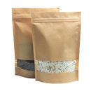 Levántese el bolso de empaquetado de la castaña del papel de Kraft con el Ziplock y la ventana para el acondicionamiento de los alimentos seco