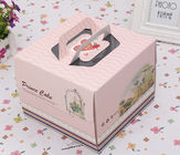 Impresión de la caja de empaquetado/del envase de la torta cuadrada colorida con la manija que corta con tintas