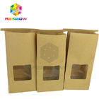 Bolsas de papel modificadas para requisitos particulares blanqueadas parte inferior clara del cuadrado del frente de la ventana para el té