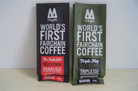 Bolsos de café laterales modificados para requisitos particulares del papel de aluminio del escudete con la válvula, verde rojo