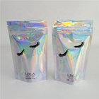 El papel de aluminio cosmético de los bolsos olográficos plásticos transparentes Mylar empaqueta con la manija de la cremallera