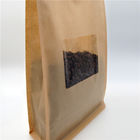 Bolsa de papel cuadrada de Brown Kraft con la ventana clara, bolsa del café de la cerradura de la cremallera