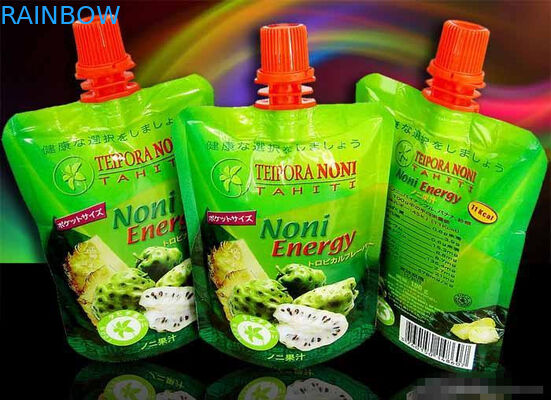 Bolsa del canalón del zumo de fruta que empaqueta con el casquillo