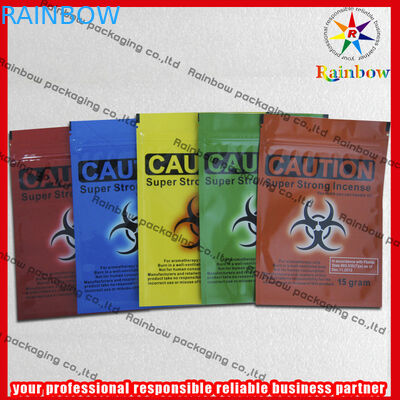 Las bolsas de plástico herbarias de la cremallera del incienso durables con el lado tres sellado