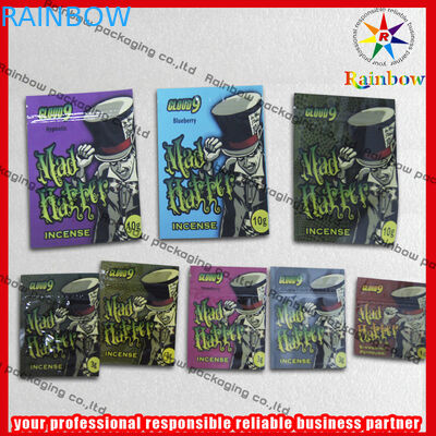 Las bolsas de plástico herbarias de la cremallera del incienso del papel de aluminio recicladas con la cremallera