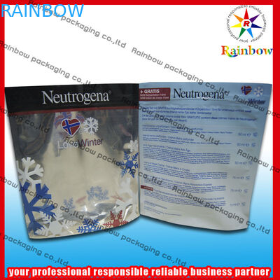 La hoja se levanta el bolso de empaquetado cosmético reciclado con el Ziplock para el polvo de la perla