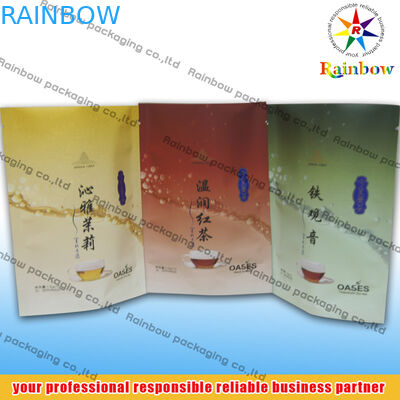 Empaquetado inferior de las bolsitas de té del escudete impreso con el logotipo para el té de las hojas intercambiables