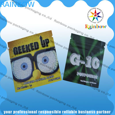 Down2earth/Geeked para arriba/las bolsas de plástico herbarias de la cremallera del incienso del oro de Diablo a prueba de humedad