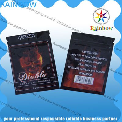 Down2earth/Geeked para arriba/las bolsas de plástico herbarias de la cremallera del incienso del oro de Diablo a prueba de humedad