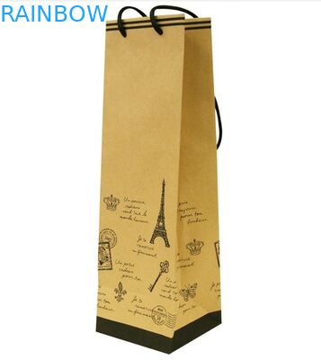 Bolso de empaquetado modificado para requisitos particulares del papel revestido con la manija para el vino y el regalo