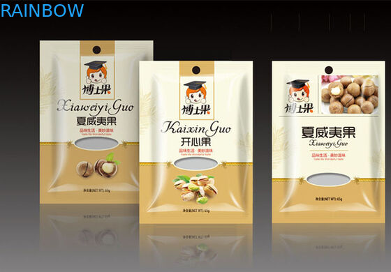 Tres bolsas laterales de la hoja del sello que empaquetan con la ventana de la cremallera para el empaquetado de la nuez