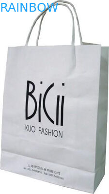 Blanco de empaquetado impreso logotipo de la bolsa de papel que hace compras 110 gramos de reutilizable