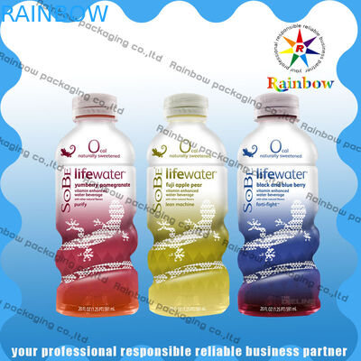 El plástico de embalar de la botella de la bebida envuelve prenda impermeable sensible al calor de la impresión de encargo