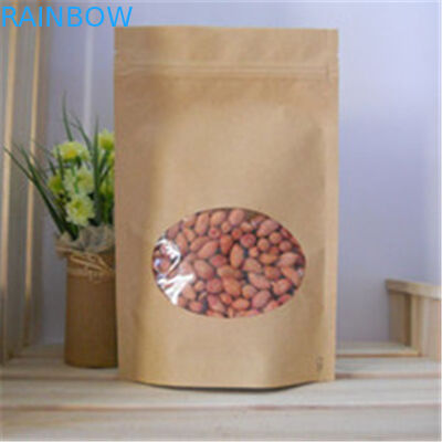 Bolsas de papel modificadas para requisitos particulares ventana clara, bolsas de papel de Brown de la cremallera