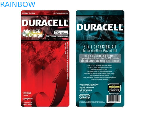 Embalaje rojo respetuoso del medio ambiente de la tarjeta de la ampolla para el cargador USB que empaqueta con el logotipo impreso