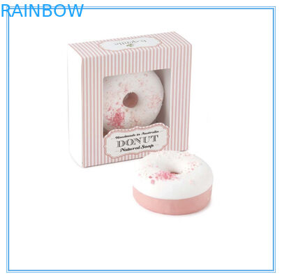 Papel hecho a mano reciclado caja de empaquetado del jabón rosado decorativo