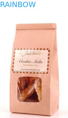 Bolsas de papel modificadas para requisitos particulares rosa claramente lazo de la ventana de Kraft y de la lata para la comida