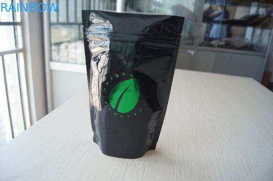 Bolsa de sellado caliente negra brillante del papel de aluminio, empaquetado Ziplock del grano de café