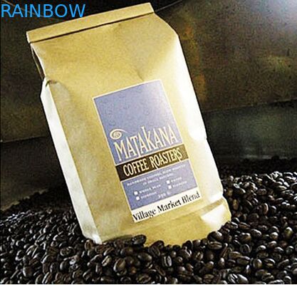 Bolsas de papel modificadas para requisitos particulares Kraft del lado del escudete del oro, empaquetado del grano de café del lazo de la lata