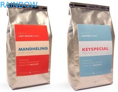 Bolsa mate del papel de aluminio del final de la parte inferior plana, bolso de empaquetado de la lata del café de plata del lazo