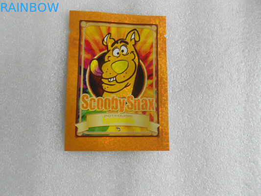 Popurrí herbario brillante del amarillo del holograma del bolso 10g Scooby Snax del incienso