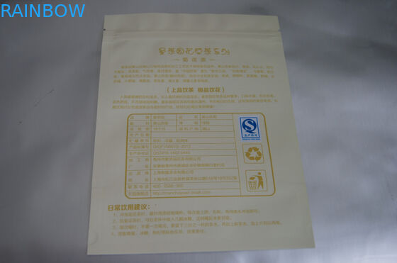 Bolsitas de té planas del papel de aluminio que empaquetan con la muesca de la cremallera y del rasgón para el crisantemo Matt