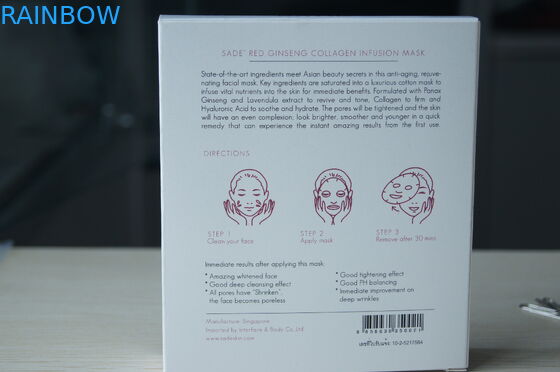 Tarjeta blanca de empaquetado de la caja del papel rosado de Sade para la máscara cosmética del colágeno del ginseng