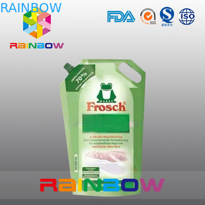 El papel de aluminio se levanta la bolsa del canalón con el agujero de la mano para el empaquetado del detergente para ropa