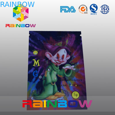 bolso de empaquetado del incienso herbario lateral del sello de 5g OMG tres con la cremallera