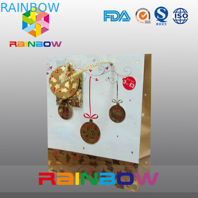 Bolsa de papel modificada para requisitos particulares impresa lujo de la parte inferior plana con el lazo para el regalo