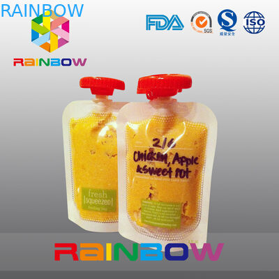 Cree la categoría alimenticia para requisitos particulares se levantan la bolsa con el canalón para los alimentos para niños